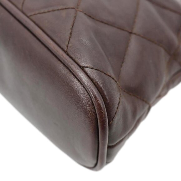 Chanel Vintage Quilted Lambskin Leather Chain Shoulder Bag Brown - Picture 6 of 15